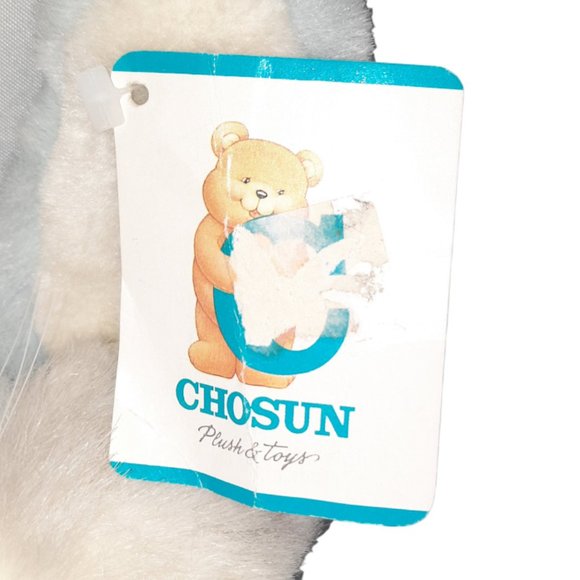 Chosun International Blue & White Bunny Rabbit Pleather Nose Paws Plush 8" - Picture 10 of 10